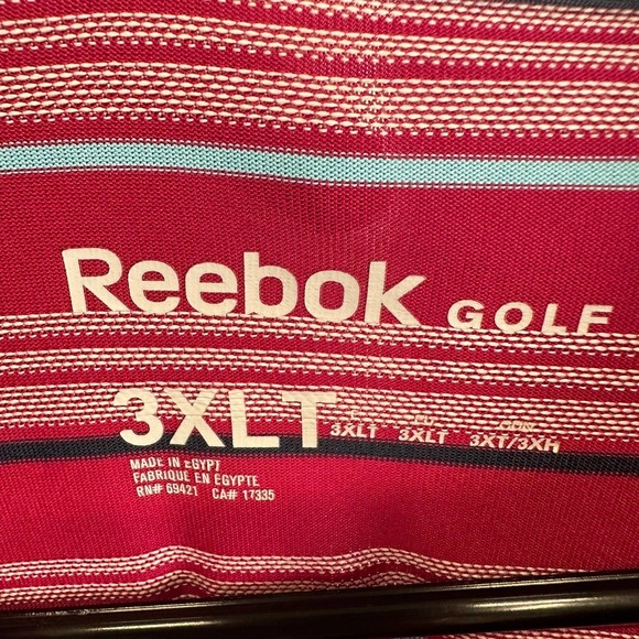Reebok Golf Polo Shirt Men’s 3XL Tall Red Stripes Short Sleeve‎ Casual - Picture 7 of 9